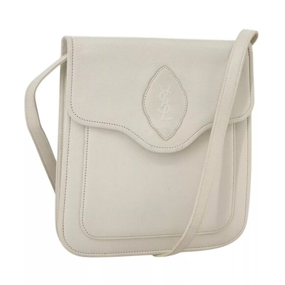 SAINT LAURENT Shoulder Bag Leather White Gold - Picture 1 of 16